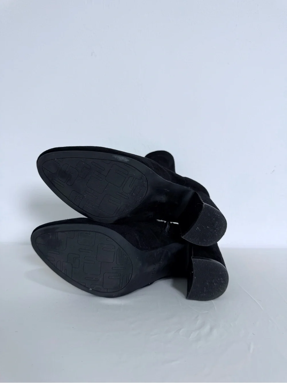 Unisa Black Suede Ankle Booties with Block Heel